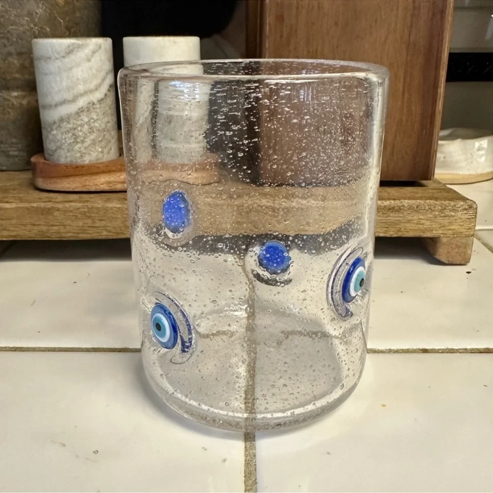 Blue Evil Eye Juice Icon Glass NWOT - Picture 3 of 5